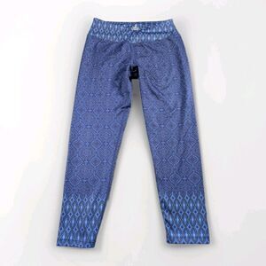 Prana Leggings Womens S Blue Geometric Print Capri Yoga Workout Activewear